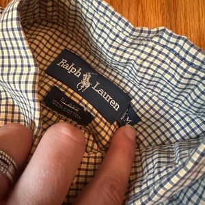 Ralph Lauren Men's Yellow and Blue Plaid Shirt